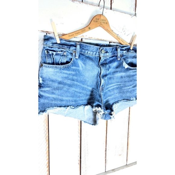 Vintage 90s high waist cut off denim shorts - Picture 3 of 4